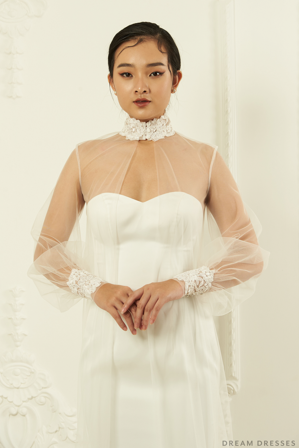 Long Sleeve Bridal Cape (#YARA) - Dream Dresses by P.M.N.