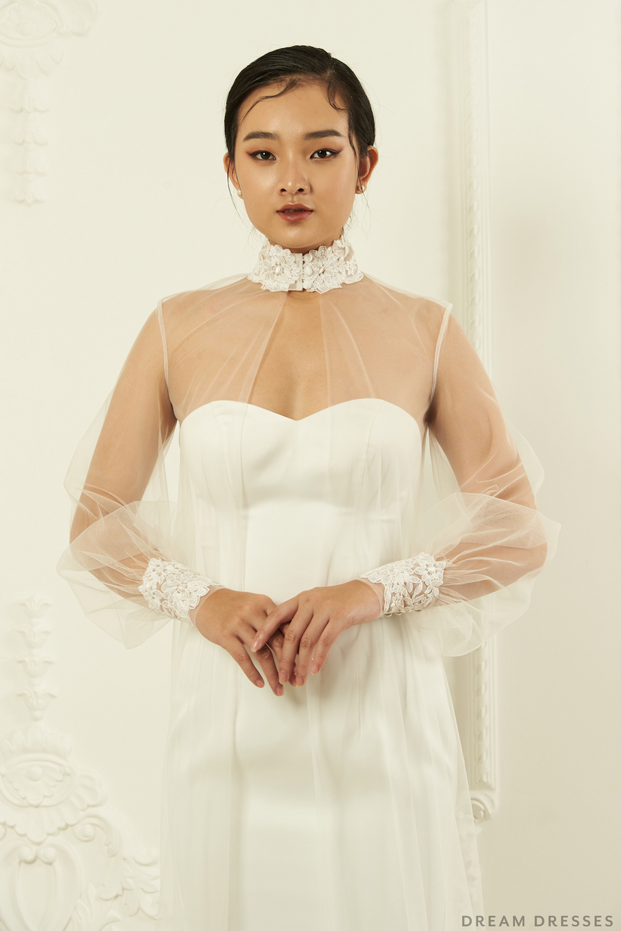 Long Sleeve Bridal Cape (#YARA) - Dream Dresses by P.M.N.