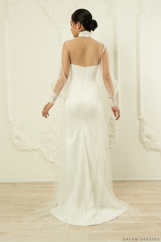 Long Sleeve Bridal Cape (#YARA) - Dream Dresses by P.M.N.