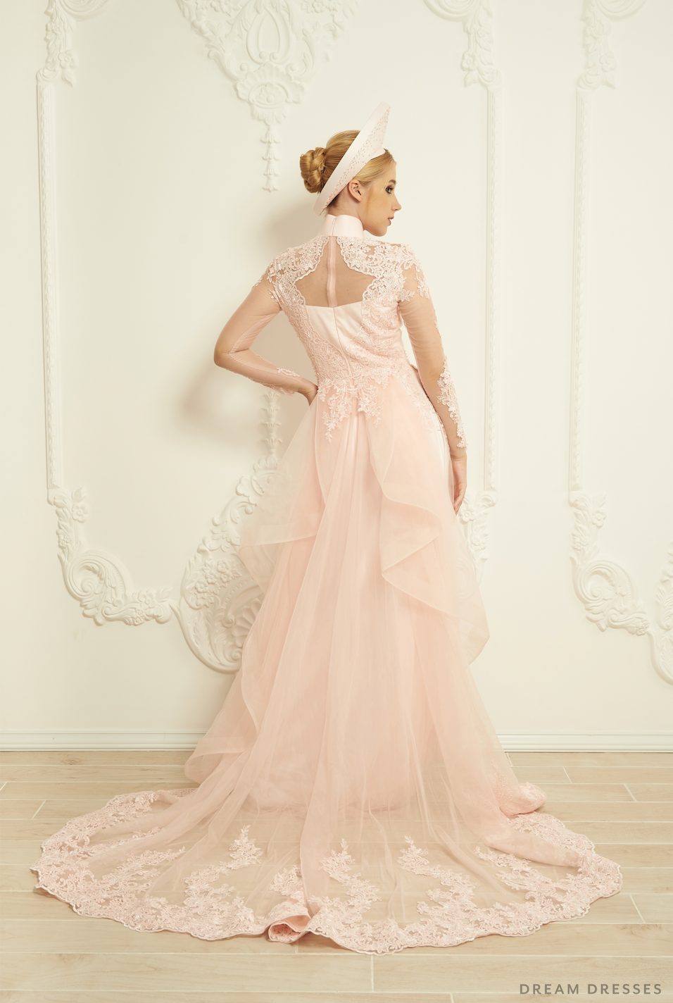 Blush Pink Bridal Ao Dai | Modern Vietnamese Bridal Dress (#EVIE) - Dream Dresses by P.M.N.