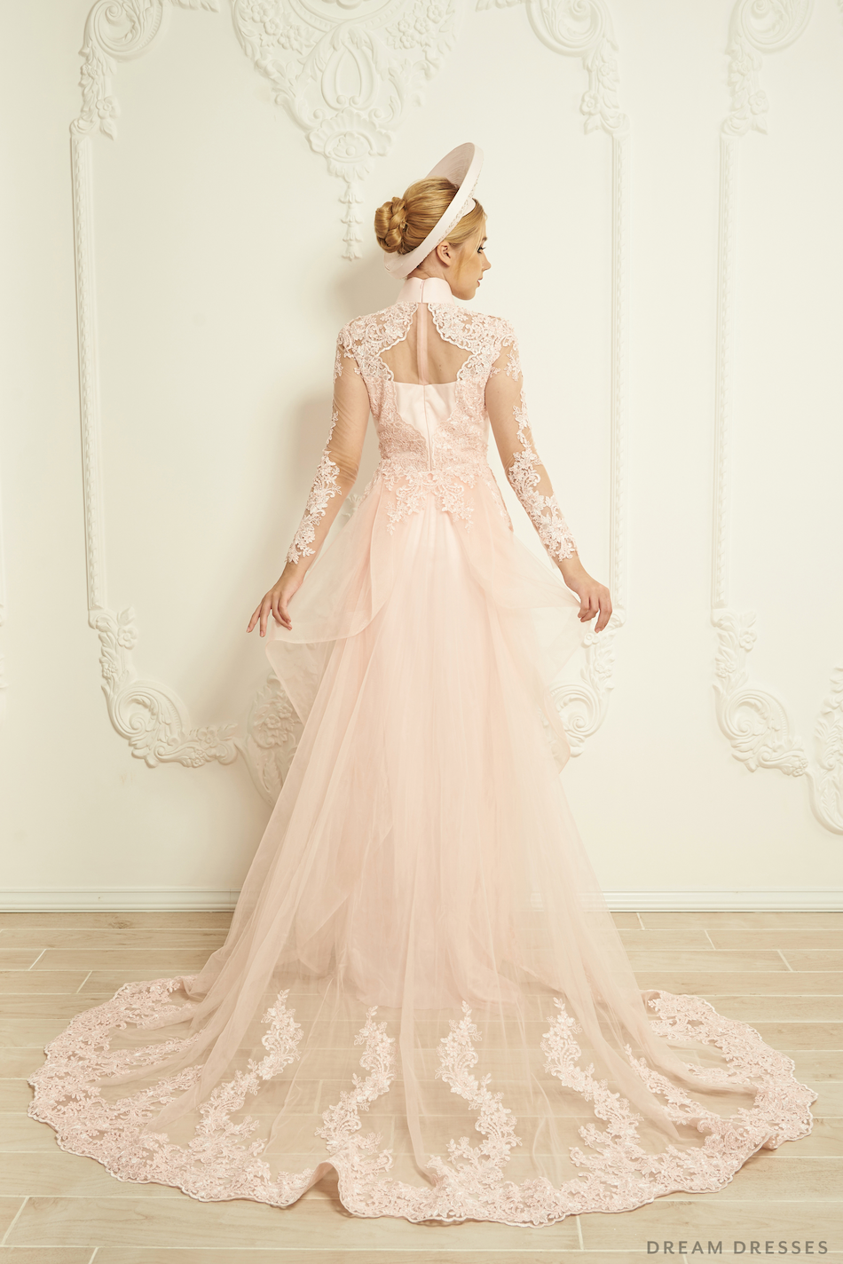 Blush Pink Bridal Ao Dai | Modern Vietnamese Bridal Dress (#EVIE) - Dream Dresses by P.M.N.