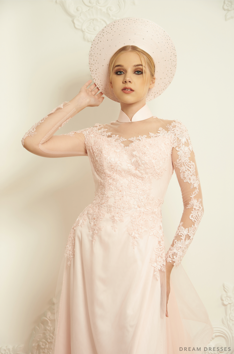 Blush Pink Bridal Ao Dai | Modern Vietnamese Bridal Dress (#EVIE)