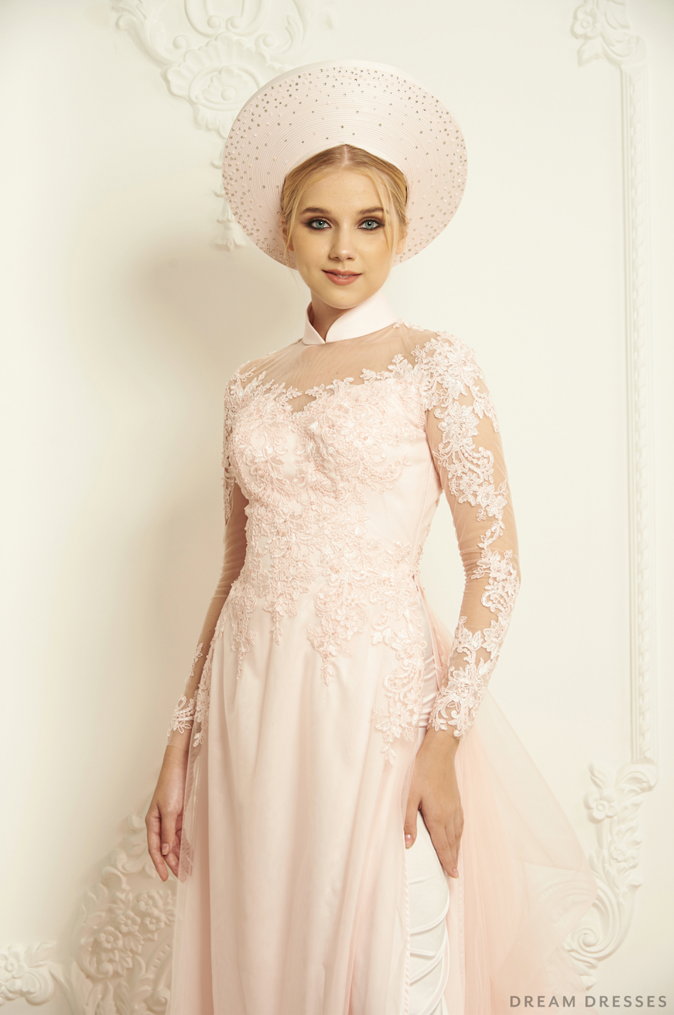 Blush Pink Bridal Ao Dai | Modern Vietnamese Bridal Dress (#EVIE)