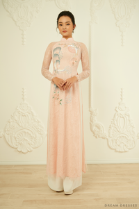 Blush Pink Bridal Ao Dai |Traditional Vietnamese Wedding Dress (#MAYA) - Dream Dresses by P.M.N.