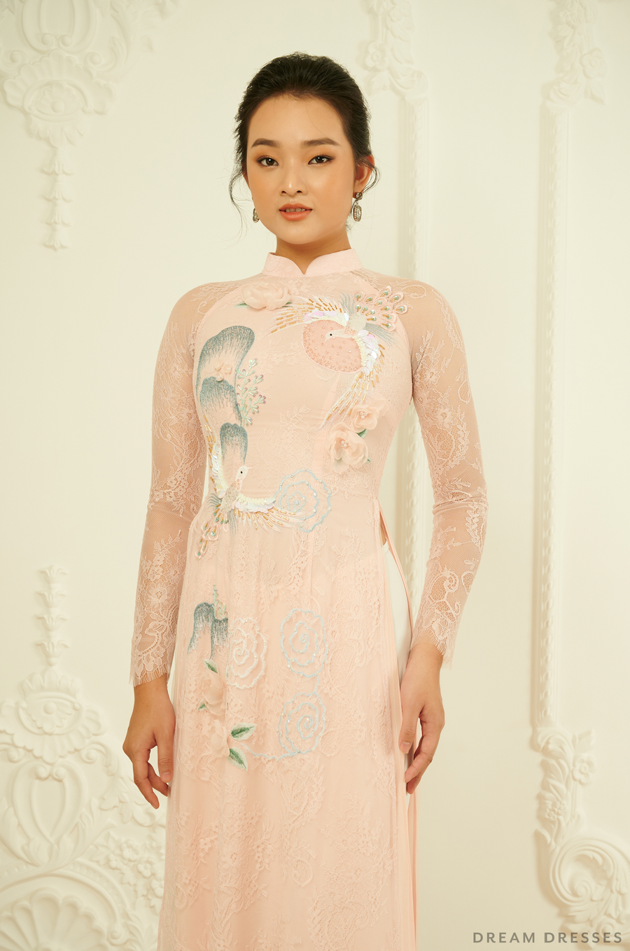 Blush Pink Bridal Ao Dai |Traditional Vietnamese Wedding Dress (#MAYA) - Dream Dresses by P.M.N.