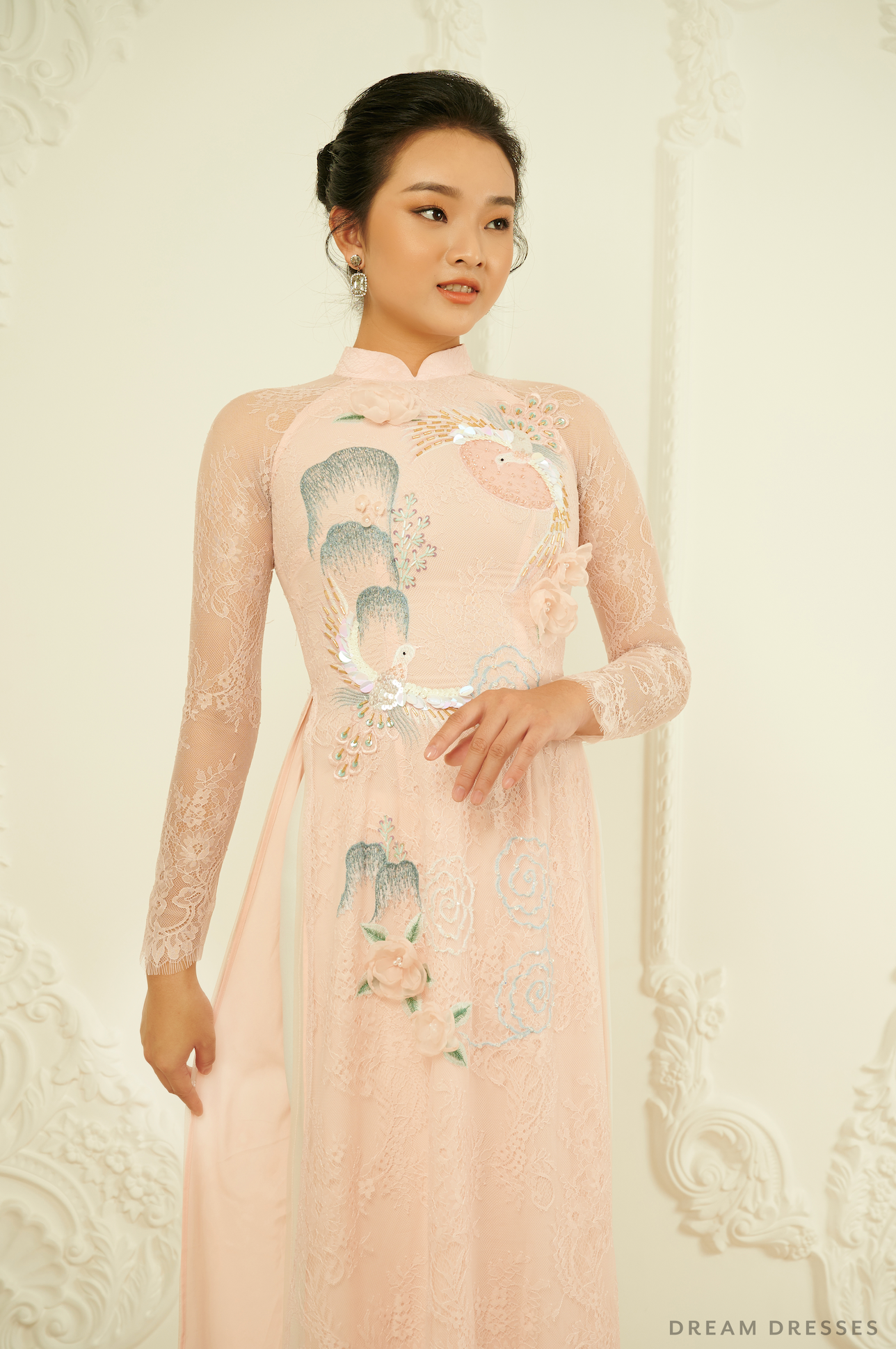Blush Pink Bridal Ao Dai |Traditional Vietnamese Wedding Dress (#MAYA)