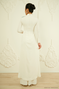 White Bridal Ao Dai | Traditional Vietnamese Bridal Dress (#VIOLA) - Dream Dresses by P.M.N.