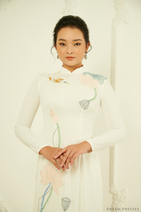 White Bridal Ao Dai | Traditional Vietnamese Bridal Dress (#VIOLA) - Dream Dresses by P.M.N.