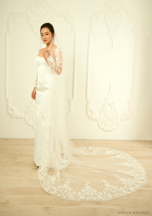 Cathedral Floral Lace Veil (#Giada) - Dream Dresses by P.M.N.