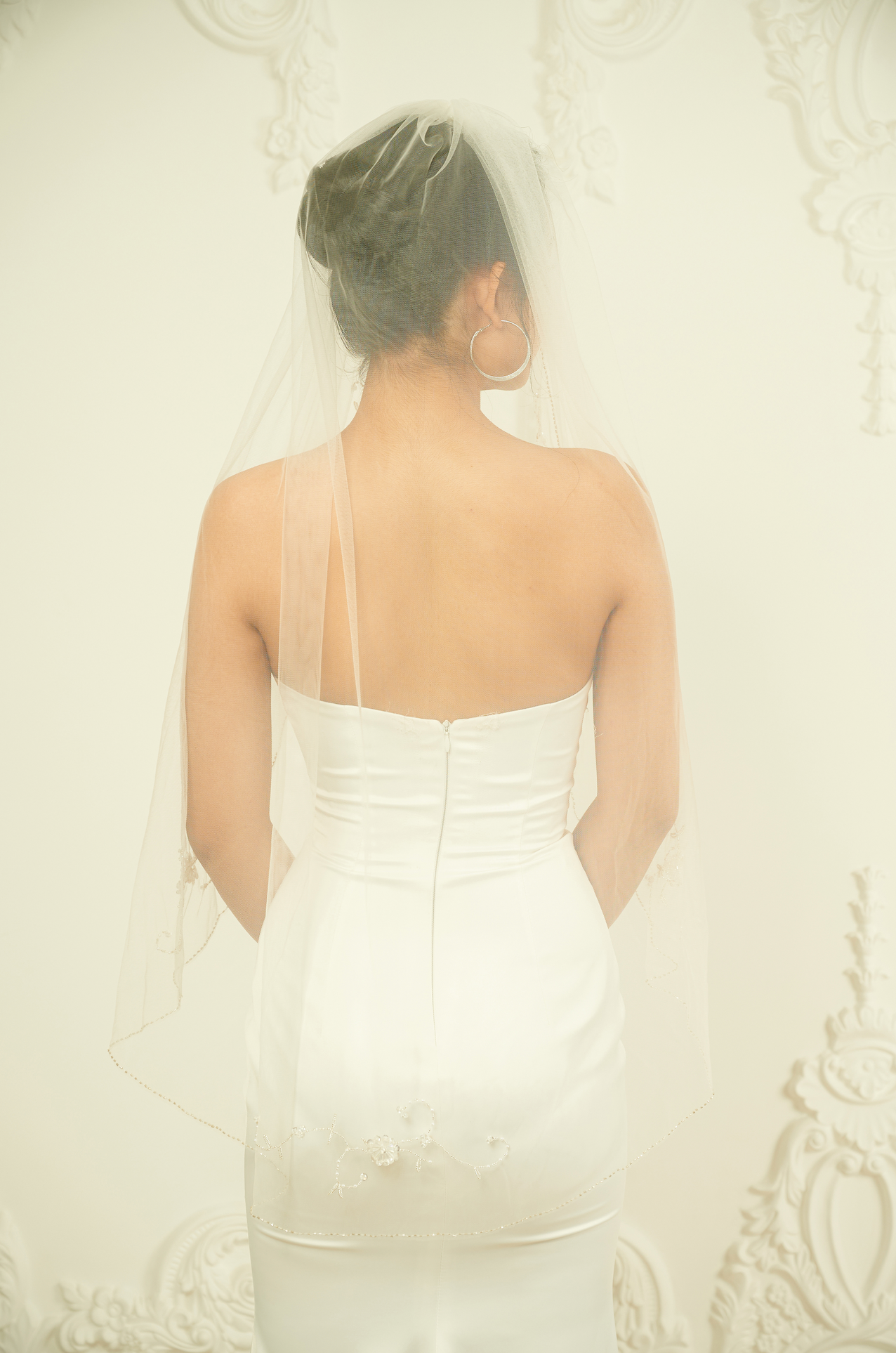 Embellished Fingertip Veil (#Noemi) - Dream Dresses by P.M.N.