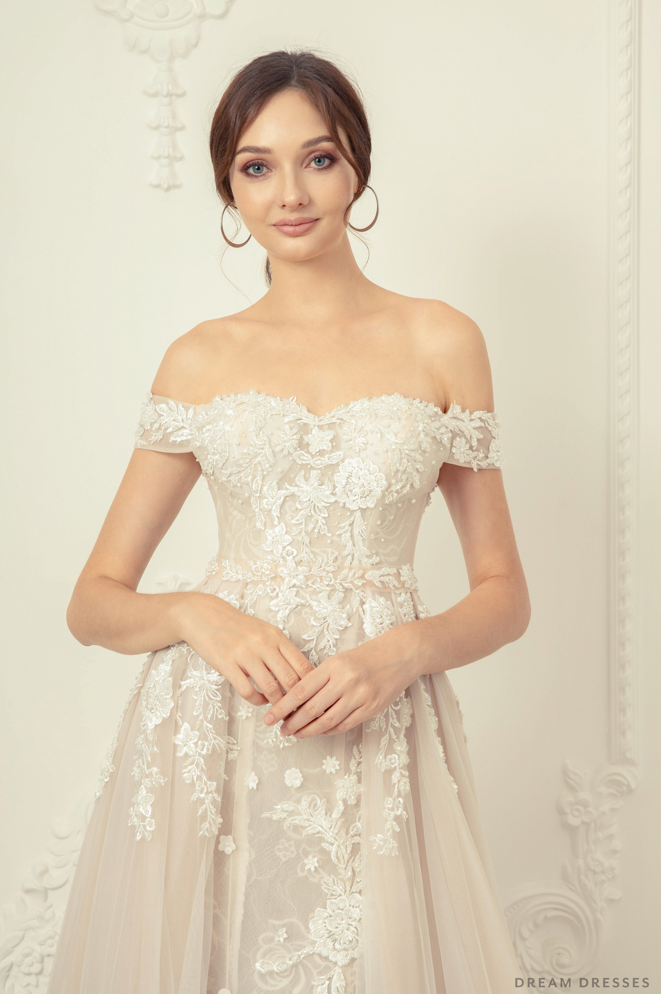 Lace Wedding Dress with Detachable Overskirt (#Ahney)