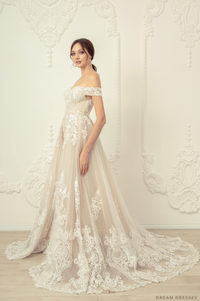 Lace Wedding Dress with Detachable Overskirt (#Ahney) - Dream Dresses by P.M.N.
