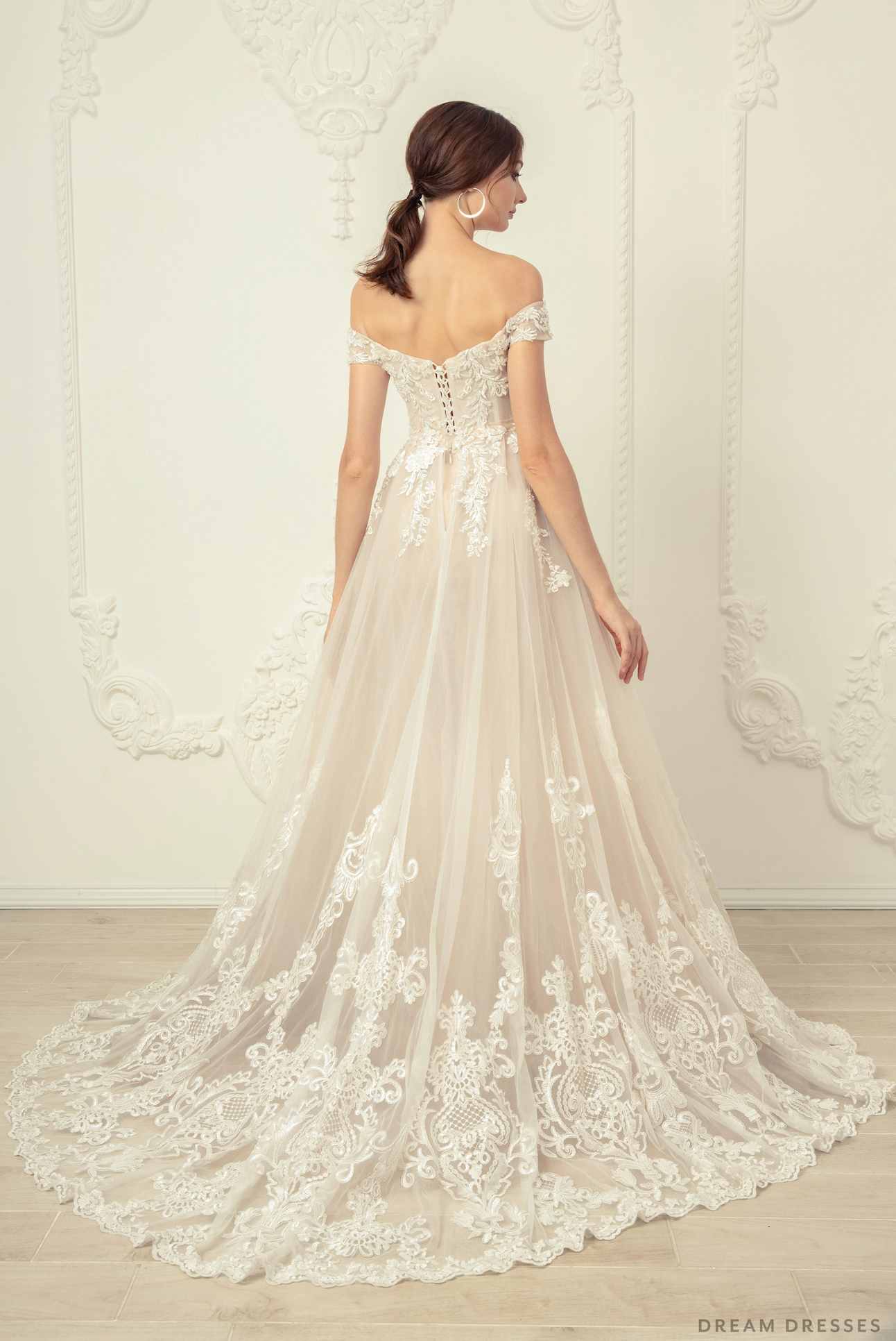Lace Wedding Dress with Detachable Overskirt (#Ahney) - Dream Dresses by P.M.N.