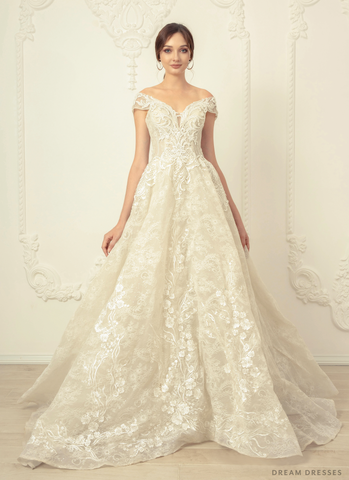 Off Shoulder Ball Gown Wedding Dress (#Campbell)