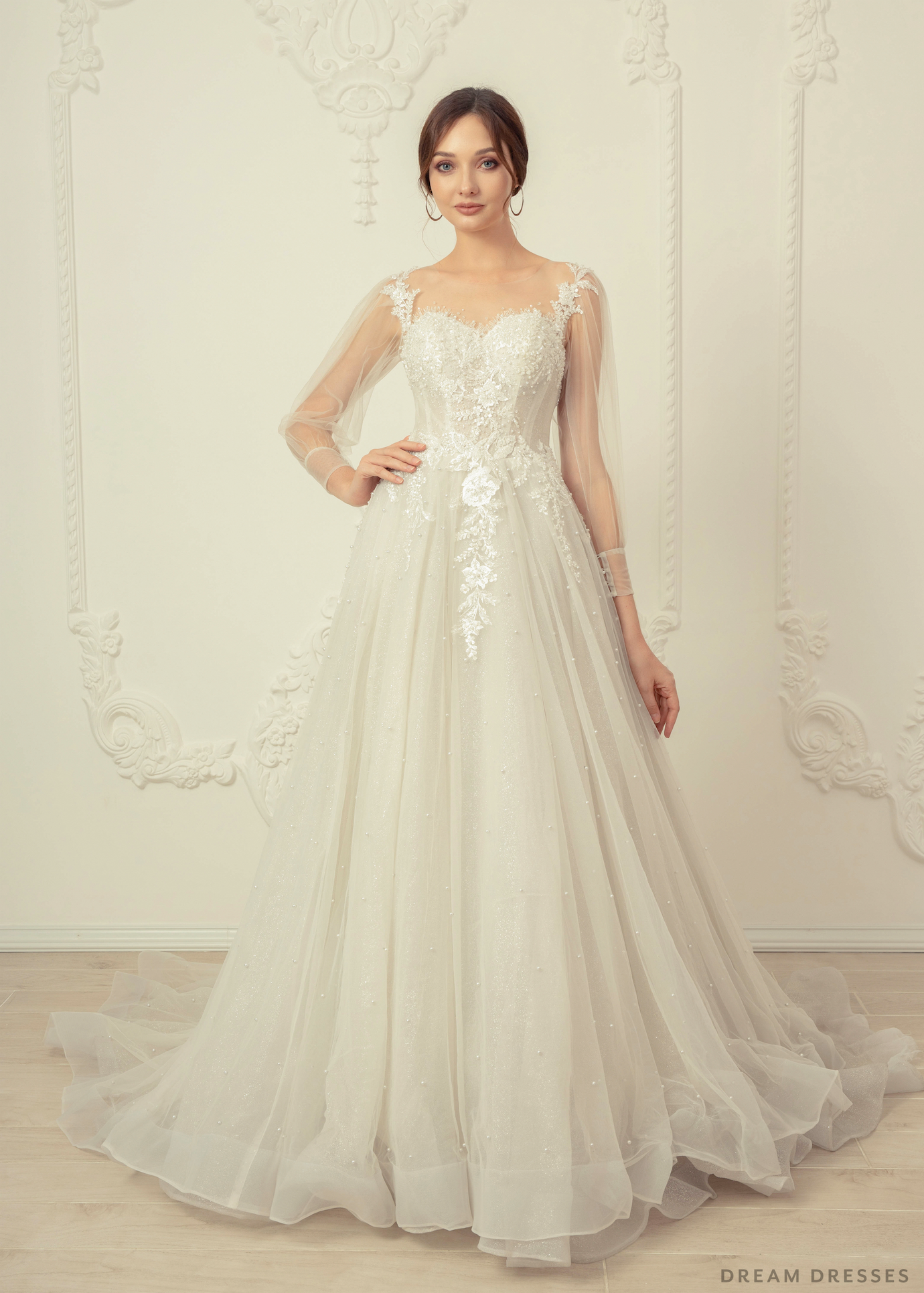 A-line Wedding Dress with Sleeves (#Liana) - Dream Dresses by P.M.N.