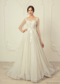 A-line Wedding Dress with Sleeves (#Liana) - Dream Dresses by P.M.N.