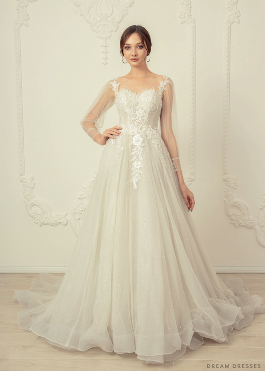 A-line Wedding Dress with Sleeves (#Liana) - Dream Dresses by P.M.N.