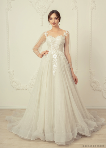 A-line Wedding Dress with Sleeves (#Liana)