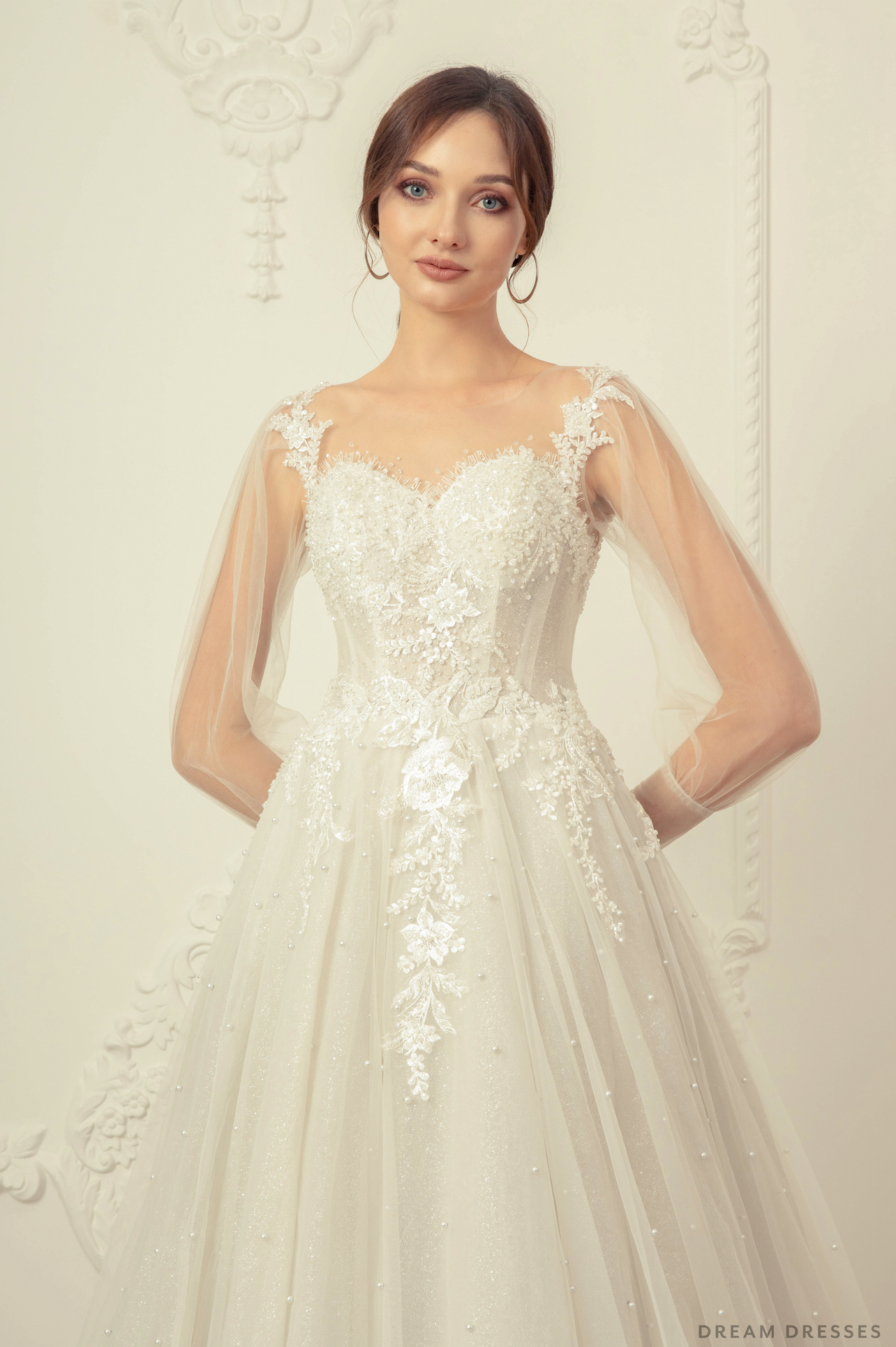 A-line Wedding Dress with Sleeves (#Liana)