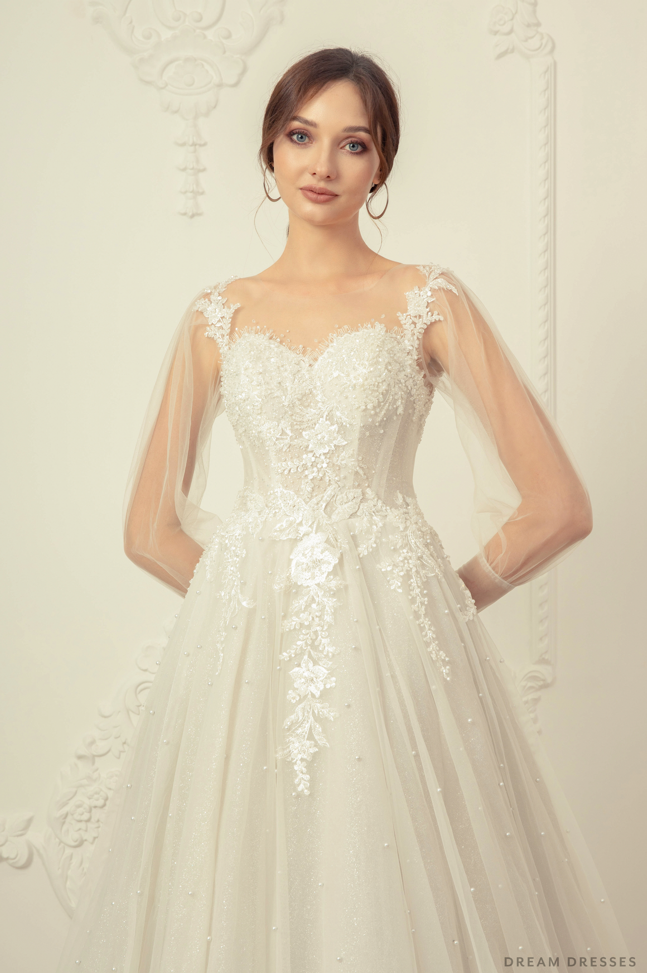 A-line Wedding Dress with Sleeves (#Liana) - Dream Dresses by P.M.N.