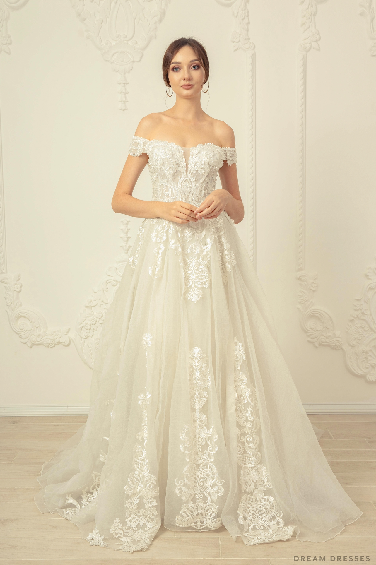 Off Shoulder A-line Wedding Dress (#Analia) - Dream Dresses by P.M.N.