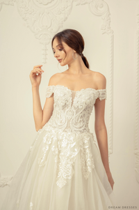 Off Shoulder A-line Wedding Dress (#Analia) - Dream Dresses by P.M.N.