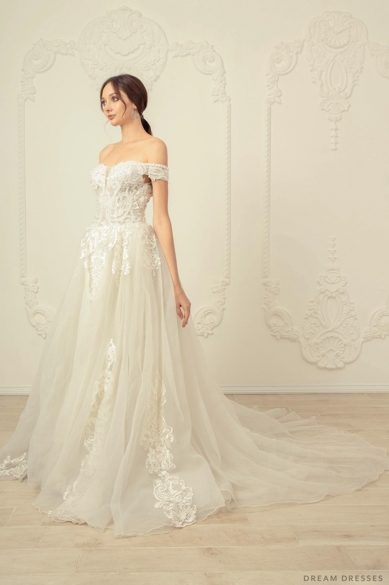 Off Shoulder A-line Wedding Dress (#Analia) - Dream Dresses by P.M.N.