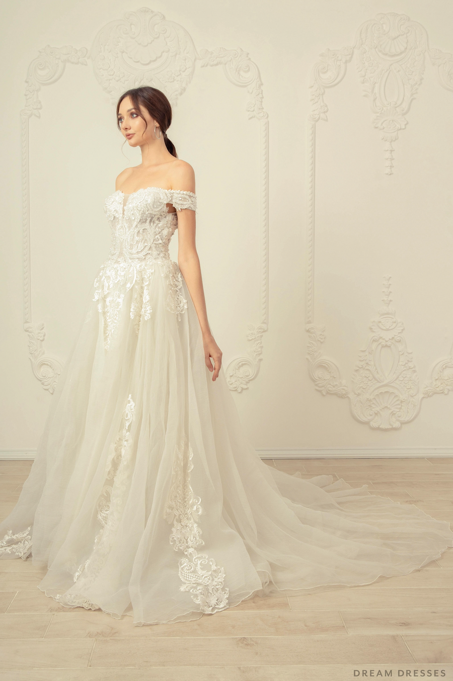 Off Shoulder A-line Wedding Dress (#Analia) - Dream Dresses by P.M.N.