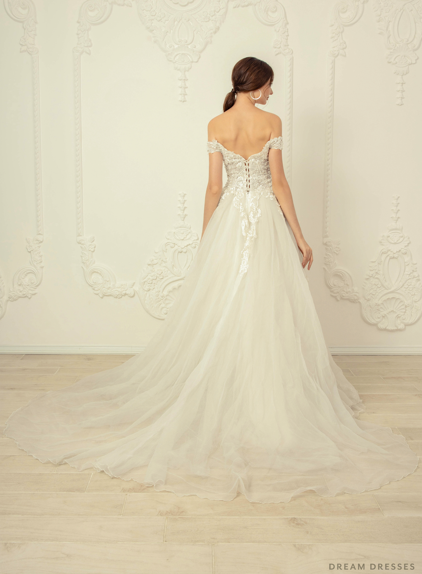 Off Shoulder A-line Wedding Dress (#Analia) - Dream Dresses by P.M.N.