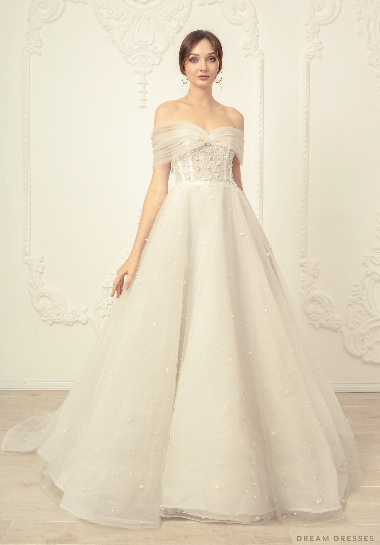 Off The Shoulder Ball Gown Wedding Dress (#Letizia) - Dream Dresses by P.M.N.