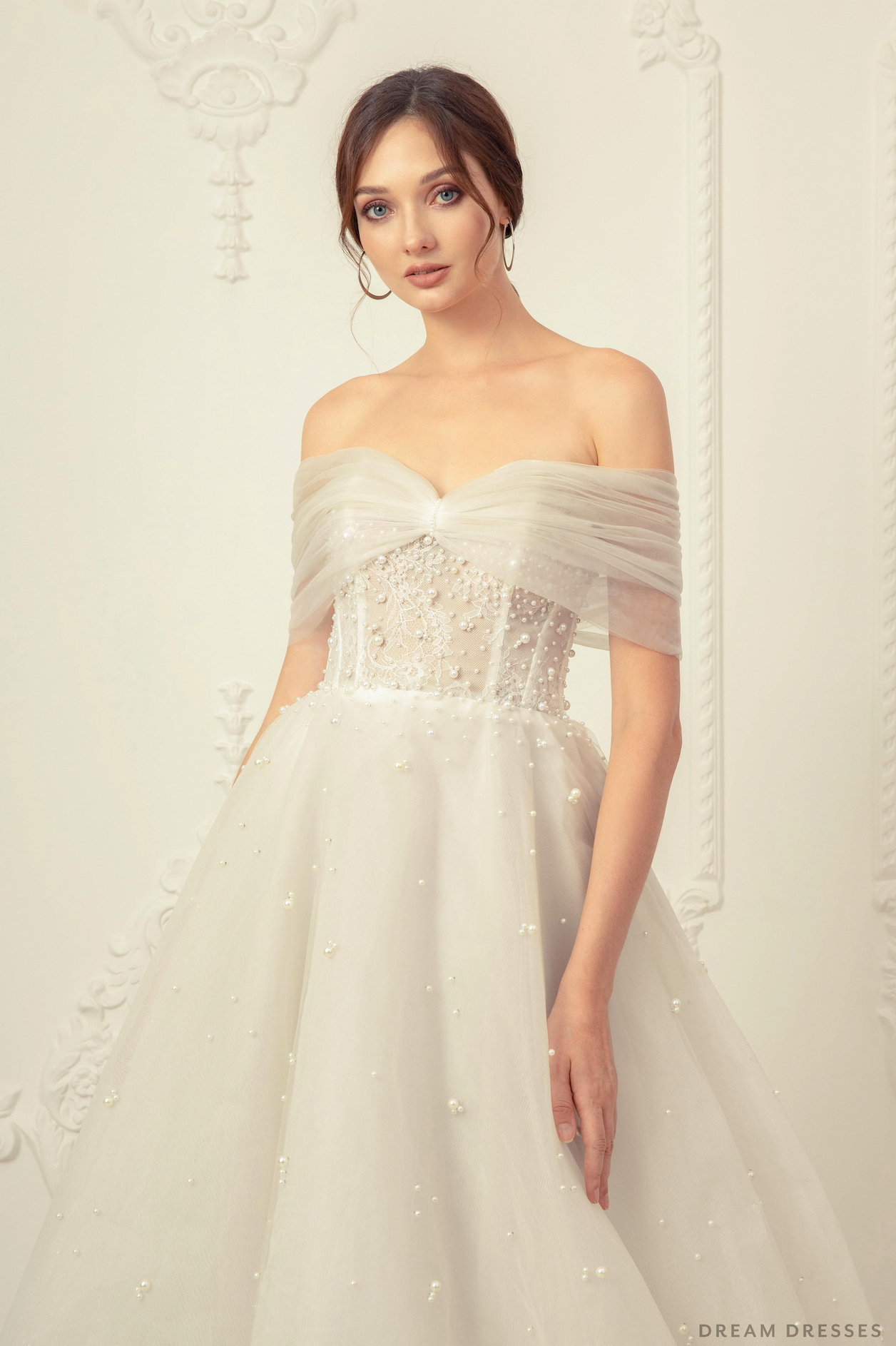 Off The Shoulder Ball Gown Wedding Dress (#Letizia) - Dream Dresses by P.M.N.