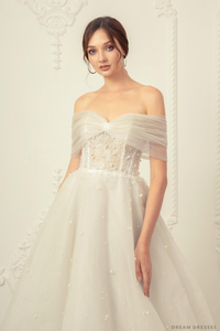 Off The Shoulder Ball Gown Wedding Dress (#Letizia) - Dream Dresses by P.M.N.