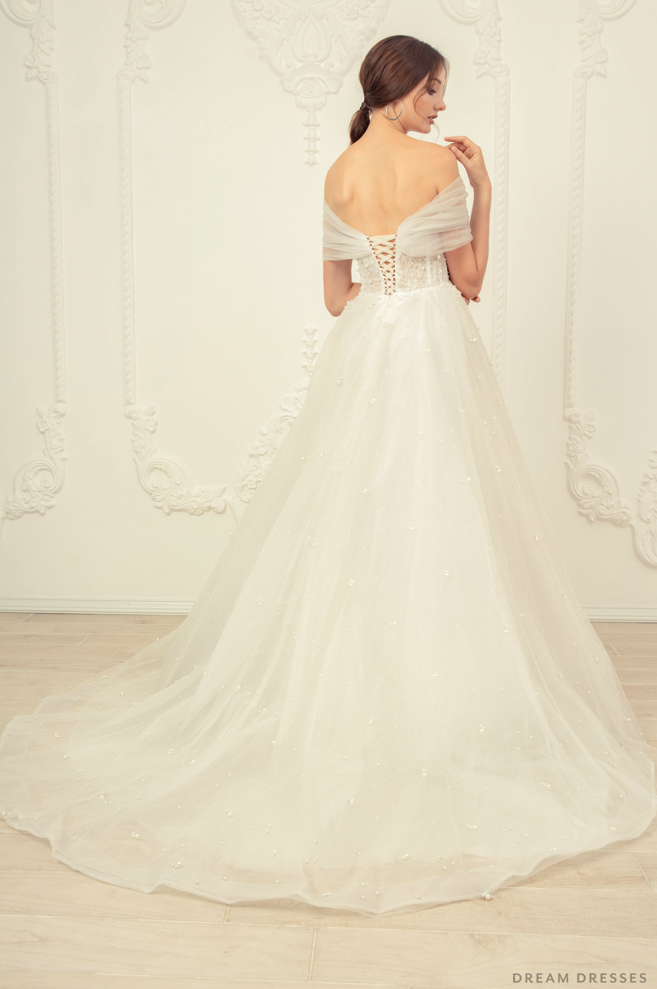 Off The Shoulder Ball Gown Wedding Dress (#Letizia) - Dream Dresses by P.M.N.
