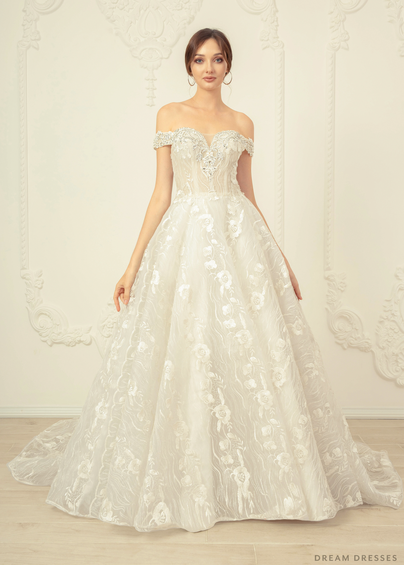 Ball Gown Wedding Dress with Rhinestones (#Nicola) - Dream Dresses by P.M.N.
