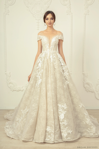Illusion Neckline Ball Gown Wedding Dress (#VENEZIA) - Dream Dresses by P.M.N.