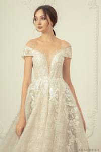 Illusion Neckline Ball Gown Wedding Dress (#VENEZIA) - Dream Dresses by P.M.N.