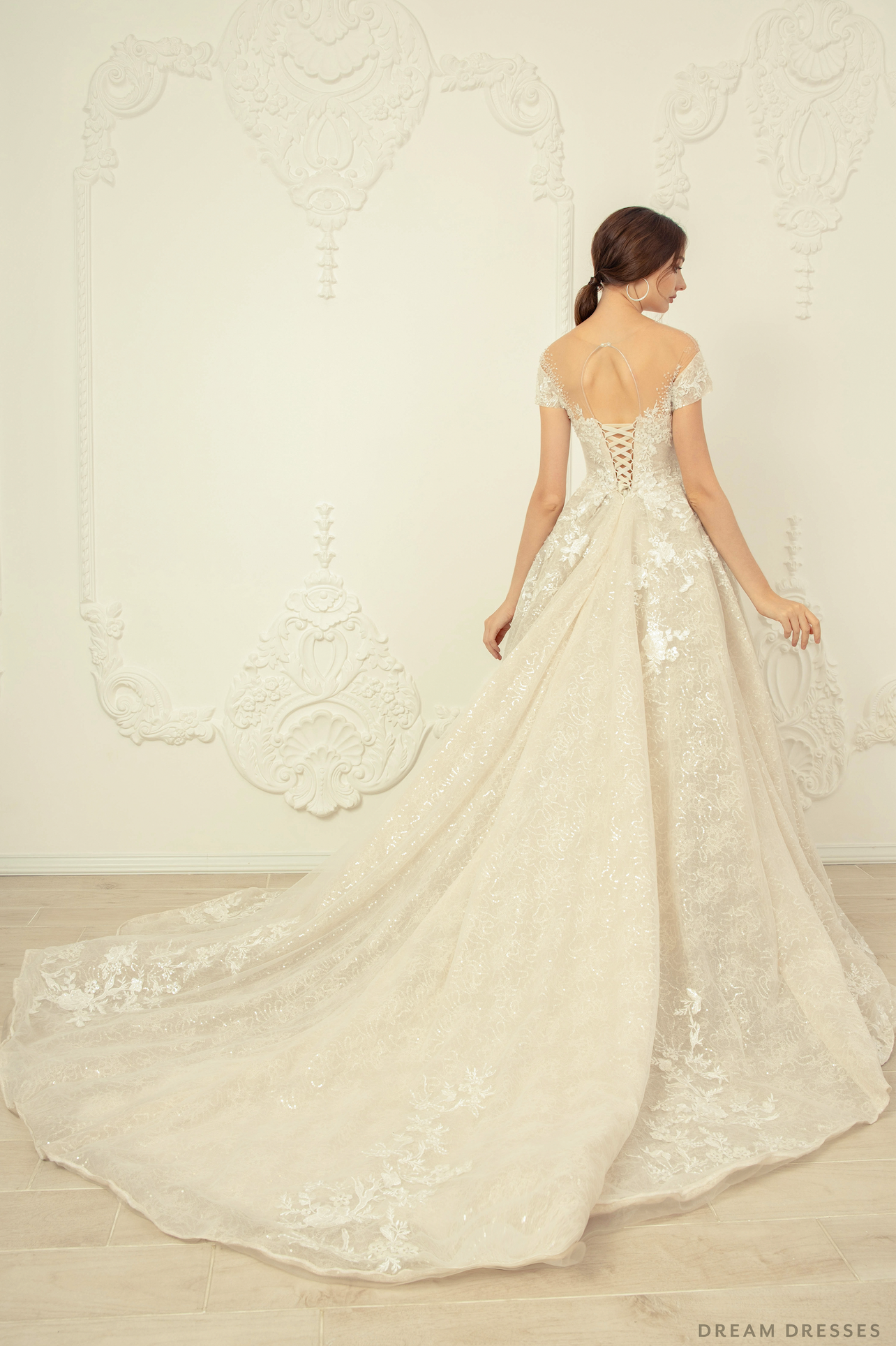 Illusion Neckline Ball Gown Wedding Dress (#VENEZIA) - Dream Dresses by P.M.N.