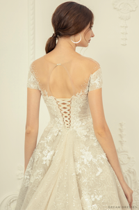 Illusion Neckline Ball Gown Wedding Dress (#VENEZIA) - Dream Dresses by P.M.N.