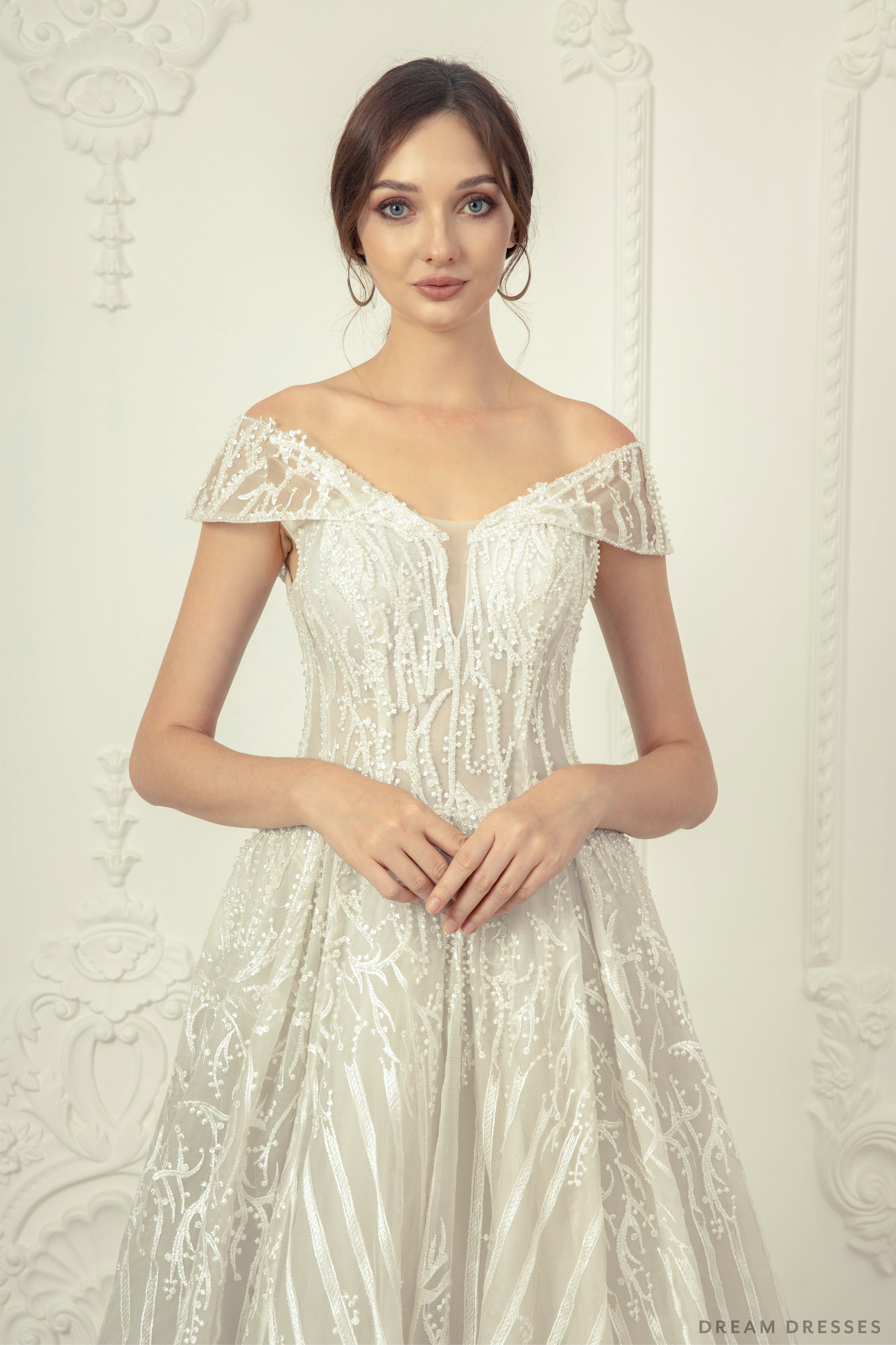 Lace Off Shoulder Wedding Dress (#Amadea) - Dream Dresses by P.M.N.