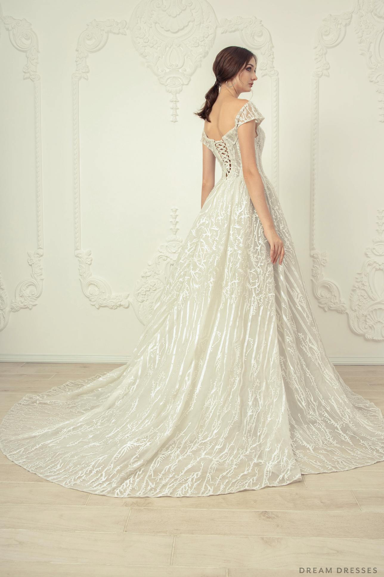Lace Off Shoulder Wedding Dress (#Amadea) - Dream Dresses by P.M.N.
