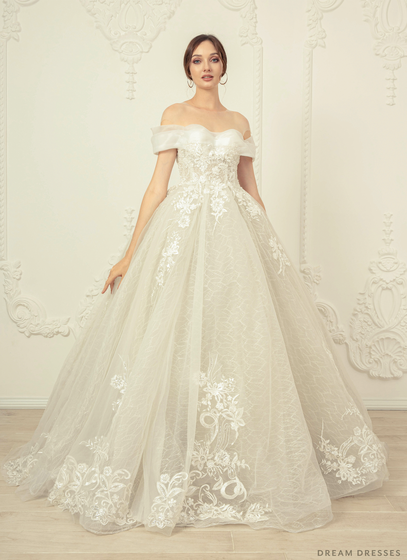 Off Shoulder Ball Gown Wedding Dress (#Donata) - Dream Dresses by P.M.N.