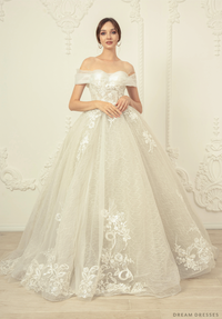 Off Shoulder Ball Gown Wedding Dress (#Donata) - Dream Dresses by P.M.N.