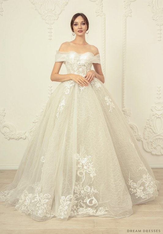 Off Shoulder Ball Gown Wedding Dress (#Donata) - Dream Dresses by P.M.N.