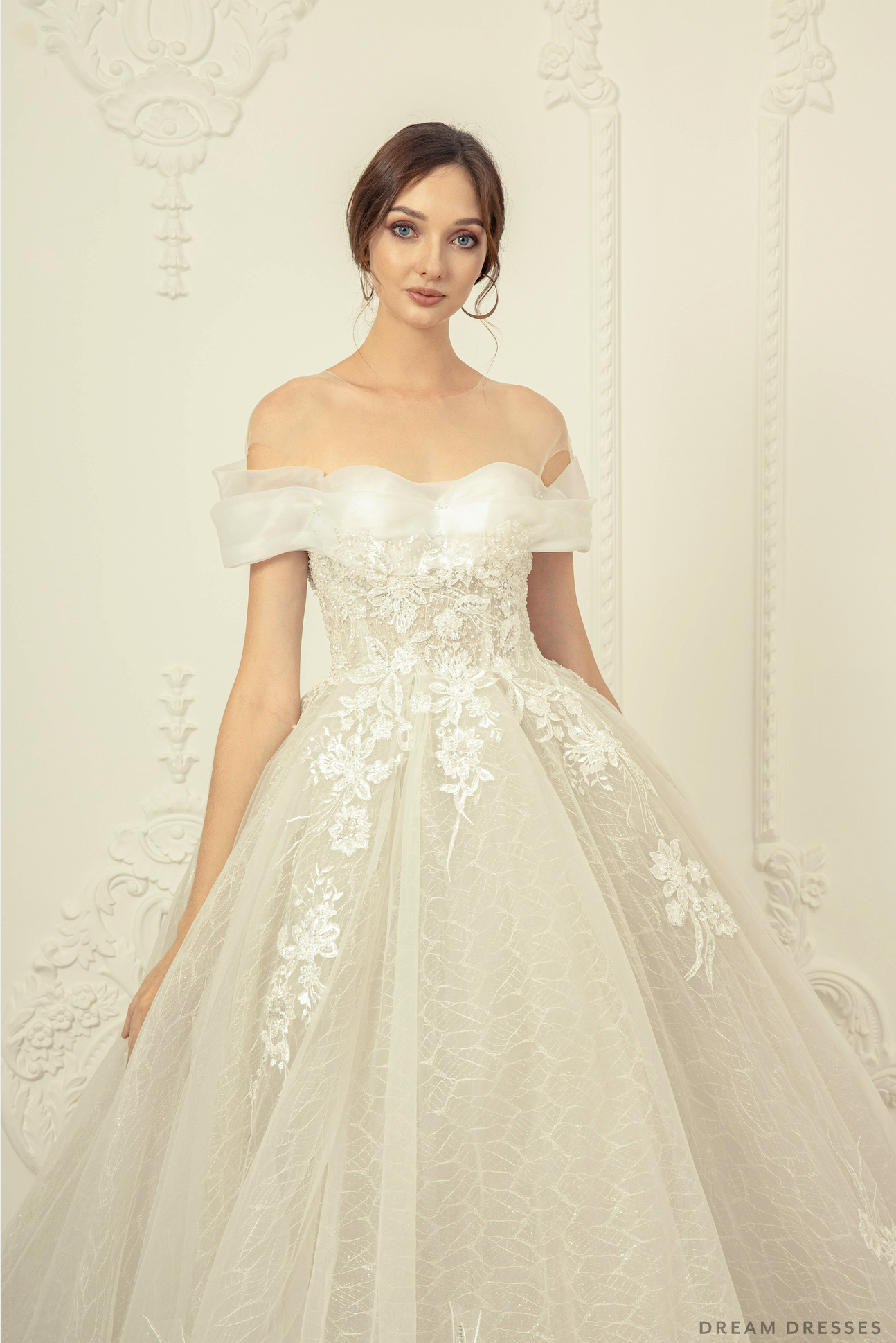 Off Shoulder Ball Gown Wedding Dress (#Donata) - Dream Dresses by P.M.N.