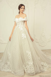 Off Shoulder Ball Gown Wedding Dress (#Donata) - Dream Dresses by P.M.N.