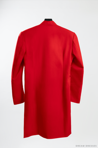 Red and Gold Groom Jacket with Dragon Embroidery| Vietnamese Groom Ao Dai  (#Long) - Dream Dresses by P.M.N.