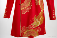 Red and Gold Groom Jacket with Dragon Embroidery| Vietnamese Groom Ao Dai  (#Ming) - Dream Dresses by P.M.N.