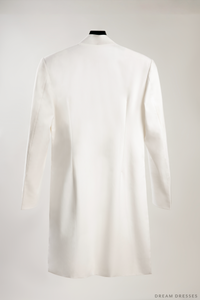 White Groom Ao Dai Jacket with Dragon Embroidery | Vietnamese Ao Dai (#Han) - Dream Dresses by P.M.N.