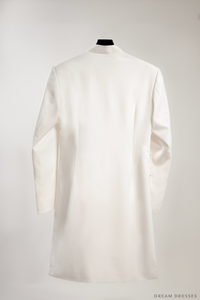 White Groom Ao Dai Jacket | Hand-Painted Vietnamese Ao Dai (#Zhen) - Dream Dresses by P.M.N.