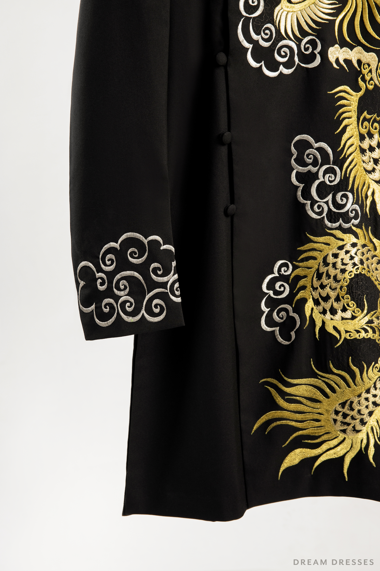Black Groom Ao Dai Jacket with Dragon Embroidery | Vietnamese Ao Dai (#Shin) - Dream Dresses by P.M.N.